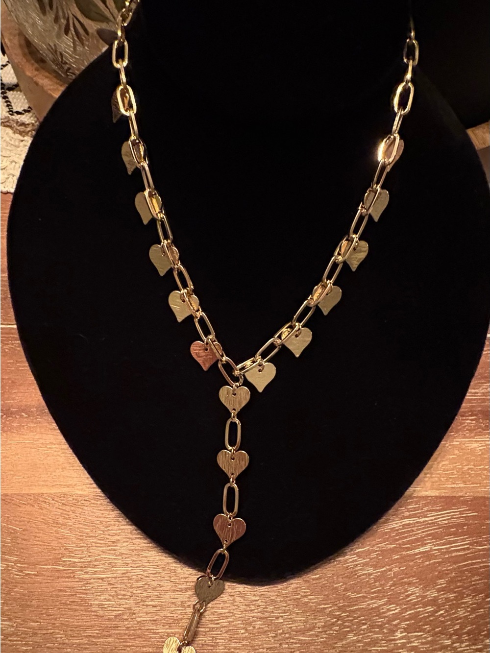 Rose-Gold Heart-Link Y Necklace by Jane Marie